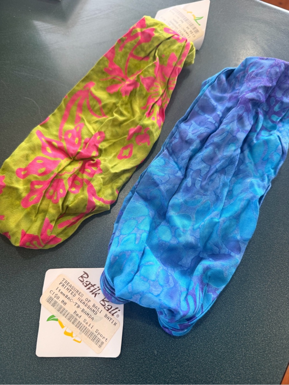 Batik Bali Bright Floral Headbands - Hand Stamped & Hand Dyed - Picture 2 of 8
